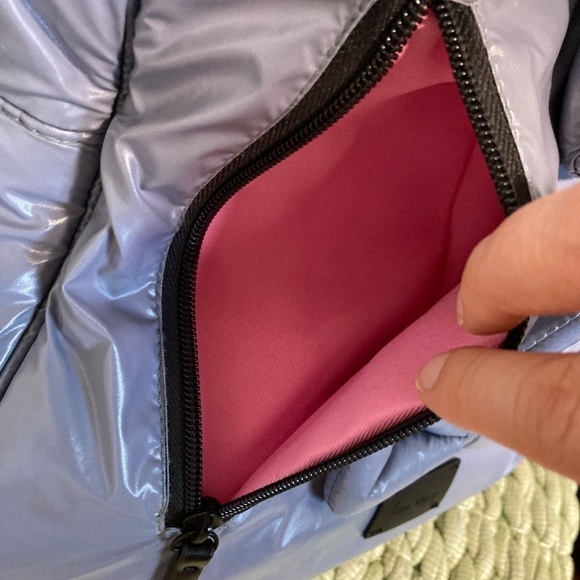 7AM Enfant Voyage Midi Bows Haze Gray/ Purple  Nylon Puffy Backpack - Picture 9 of 10